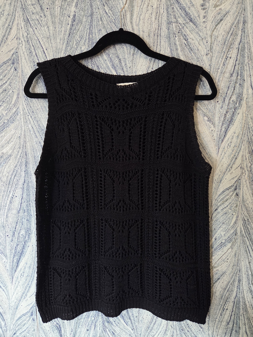 Black Crochet Knit Tank Top - Women